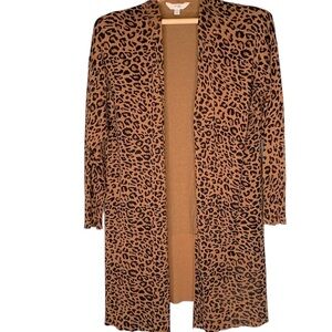 Terra & Sky Animal Print Long Sleeve Open Front Knit Cardigan in Size 1X